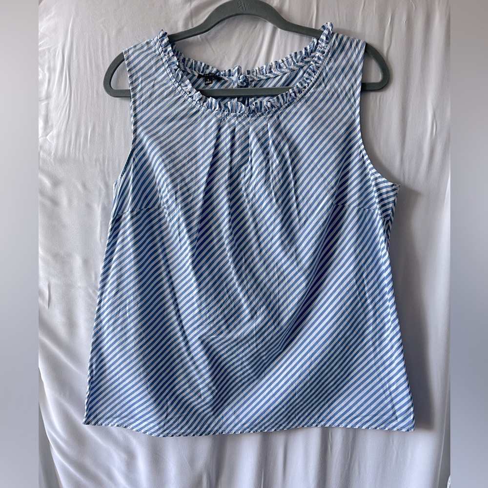 Talbots sleeveless blue striped blouse